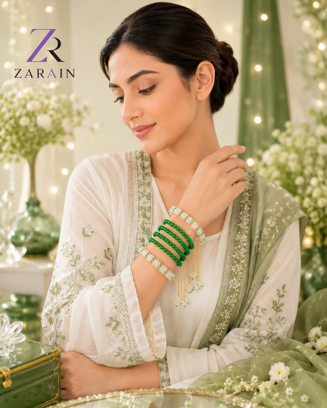 Emerald Blossom Bangles